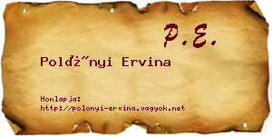 Polónyi Ervina névjegykártya